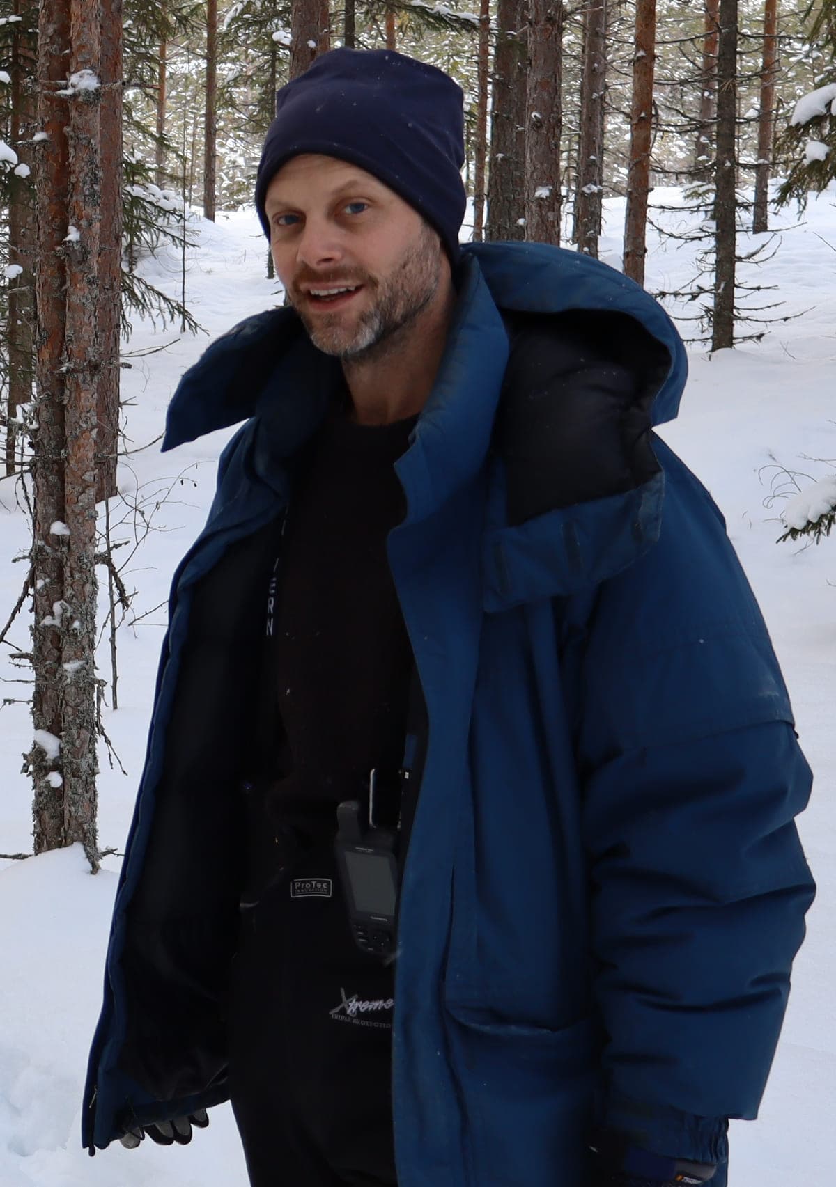 Lars Dahlenborg in a snowy pine forest